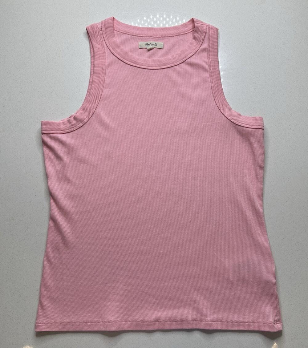 Madewell Size L Pink Ribbed Supima Cotton Tank Top Stretch